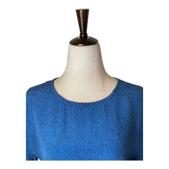 Equipment Blue And Black Dotted Silk Short Sleeve Crew Neck Blouse Size XS - Picture 3 of 8